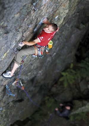 Climbing 2013:Poster_Steve McClure on Hell's Wall (E6 6c), Bowderstone Crag, Lake District